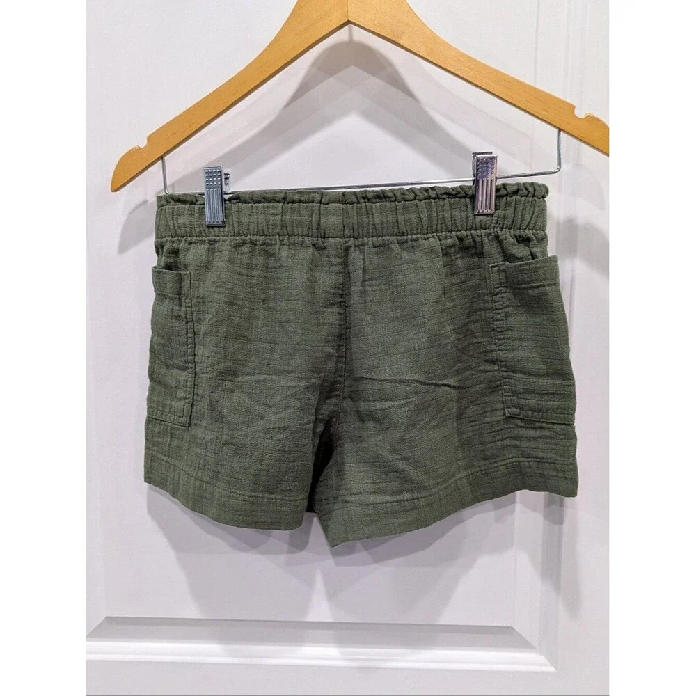 Old Navy Kids Green Cotton Pull On Shorts Pockets Olive Army Girls Large 10 12